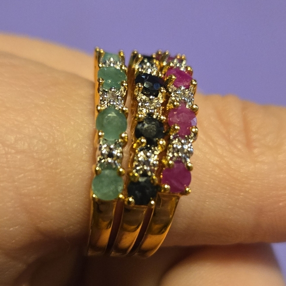 MACYS Cubic Zirconia Size 9 Womans 3-Ring Set. - Picture 4 of 6